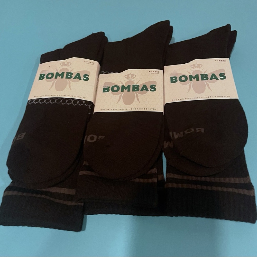 Bombas black cushioned socks 3 pairs size XL